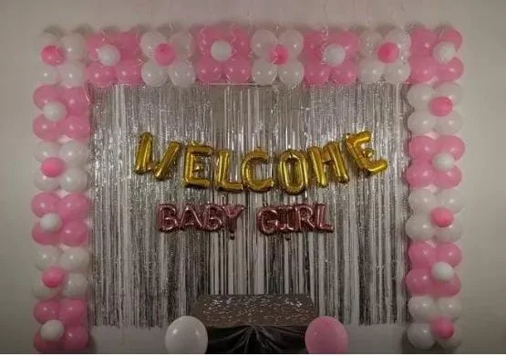 balloon decoration Welcome baby Girl Pink decor